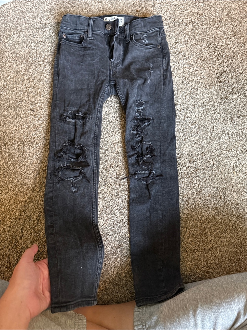 Abercrombie & Fitch Black Distressed Kids Skinny Jeans